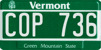 VT license plate COP736