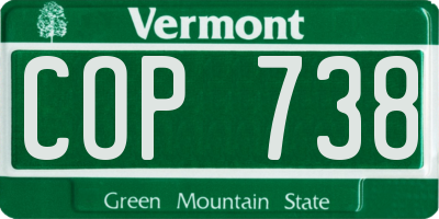 VT license plate COP738