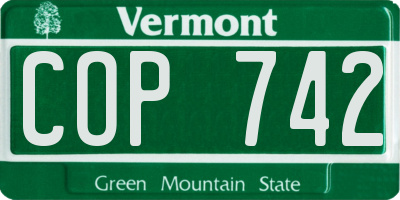 VT license plate COP742