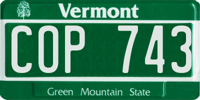 VT license plate COP743