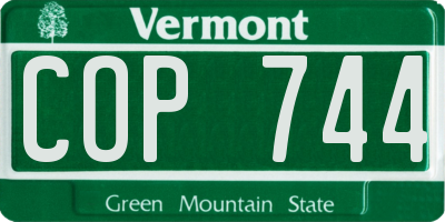 VT license plate COP744