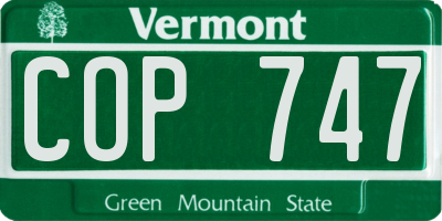 VT license plate COP747