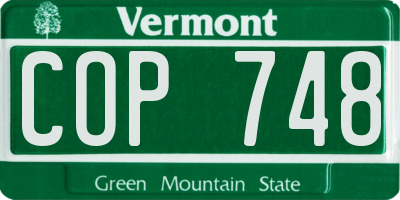 VT license plate COP748