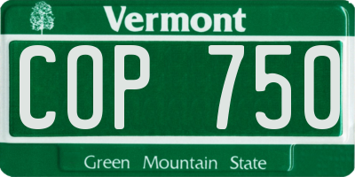 VT license plate COP750