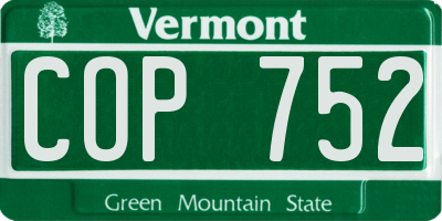 VT license plate COP752