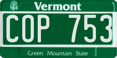 VT license plate COP753