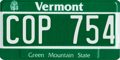 VT license plate COP754