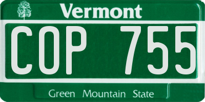 VT license plate COP755