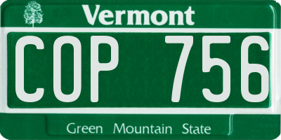 VT license plate COP756