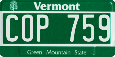 VT license plate COP759