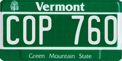 VT license plate COP760