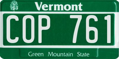 VT license plate COP761