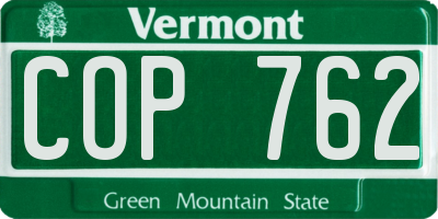 VT license plate COP762