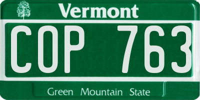 VT license plate COP763