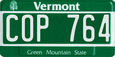 VT license plate COP764