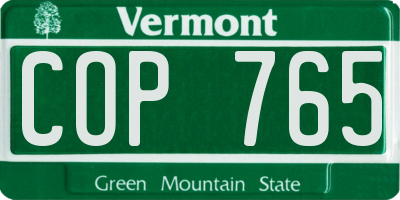 VT license plate COP765