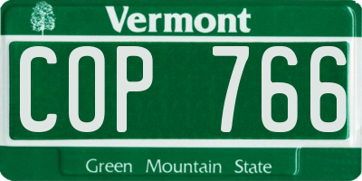 VT license plate COP766