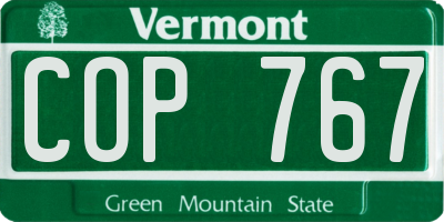VT license plate COP767