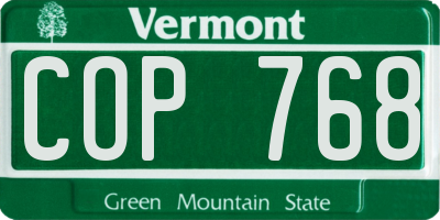 VT license plate COP768
