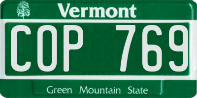VT license plate COP769
