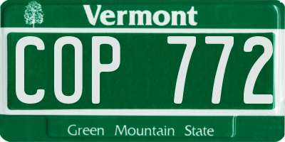 VT license plate COP772