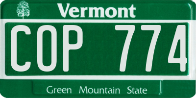 VT license plate COP774