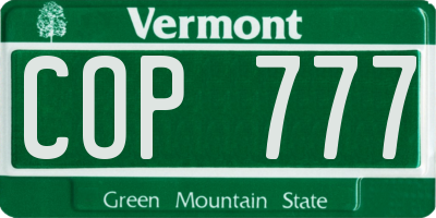 VT license plate COP777