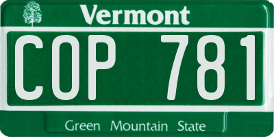 VT license plate COP781