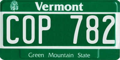 VT license plate COP782