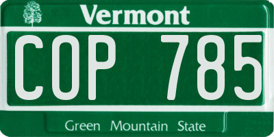 VT license plate COP785