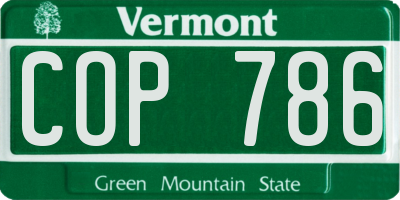 VT license plate COP786