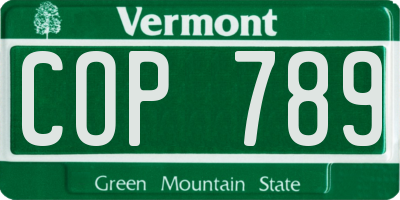 VT license plate COP789