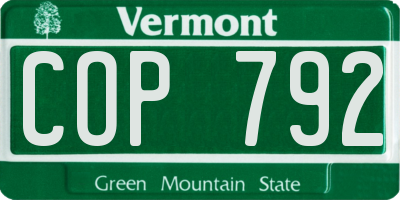 VT license plate COP792