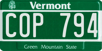 VT license plate COP794