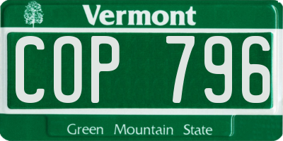 VT license plate COP796