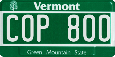 VT license plate COP800