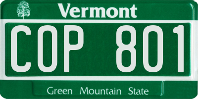 VT license plate COP801