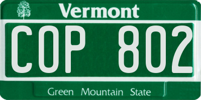 VT license plate COP802