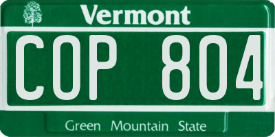 VT license plate COP804