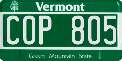 VT license plate COP805