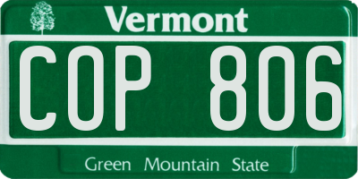 VT license plate COP806