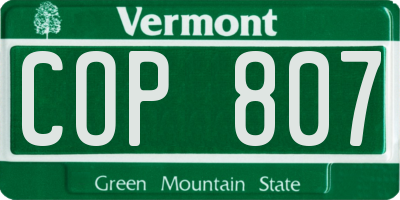 VT license plate COP807