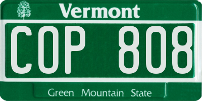VT license plate COP808
