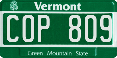 VT license plate COP809