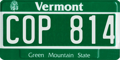 VT license plate COP814
