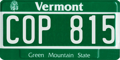 VT license plate COP815