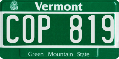 VT license plate COP819