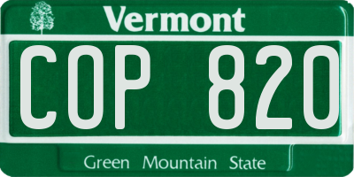 VT license plate COP820
