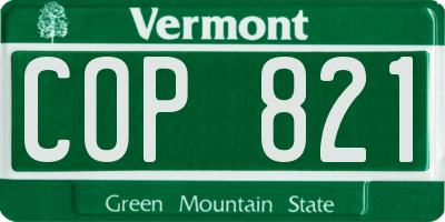 VT license plate COP821