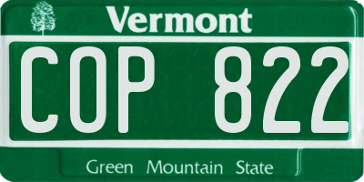 VT license plate COP822